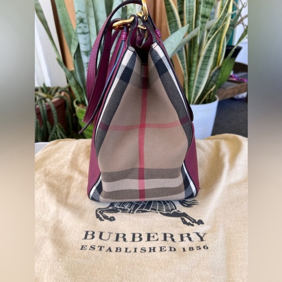 Burberry House Check Derby Leather Canterbury Tote Shoulder/Handbag Berry Pink - Picture 5 of 17